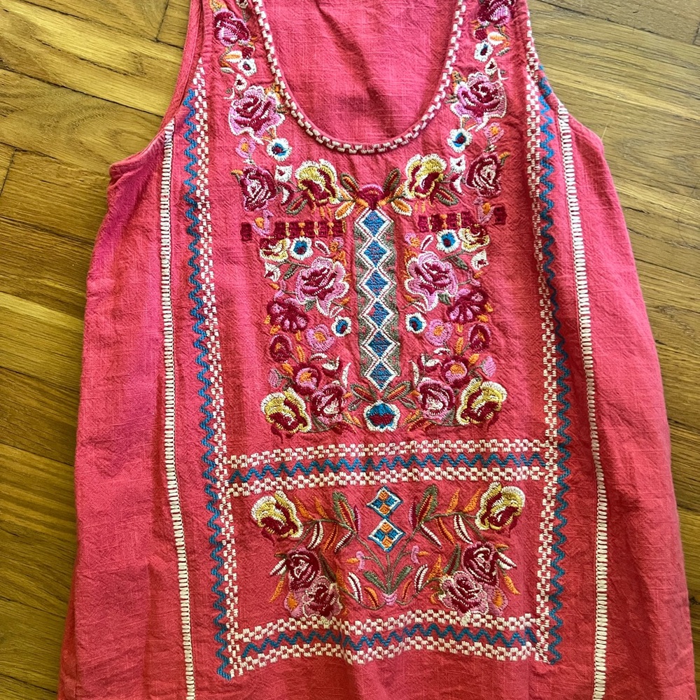 Embroidered Pink Sleeveless Top
